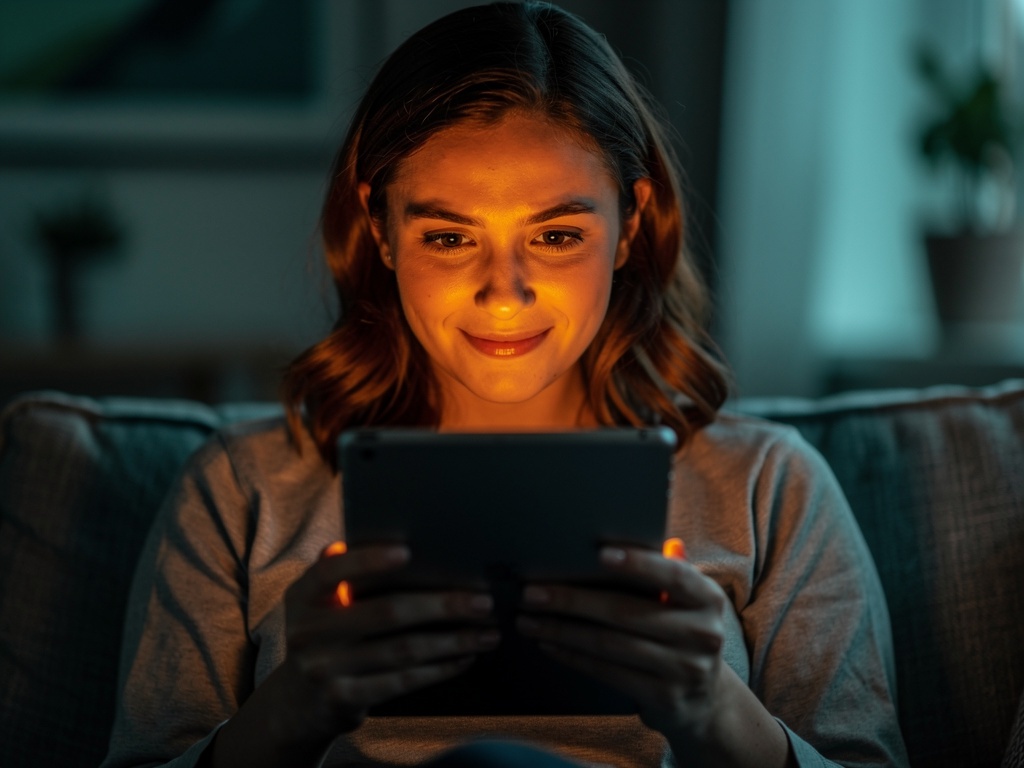 Adulte lisant confortablement sur tablette avec EasyLexie