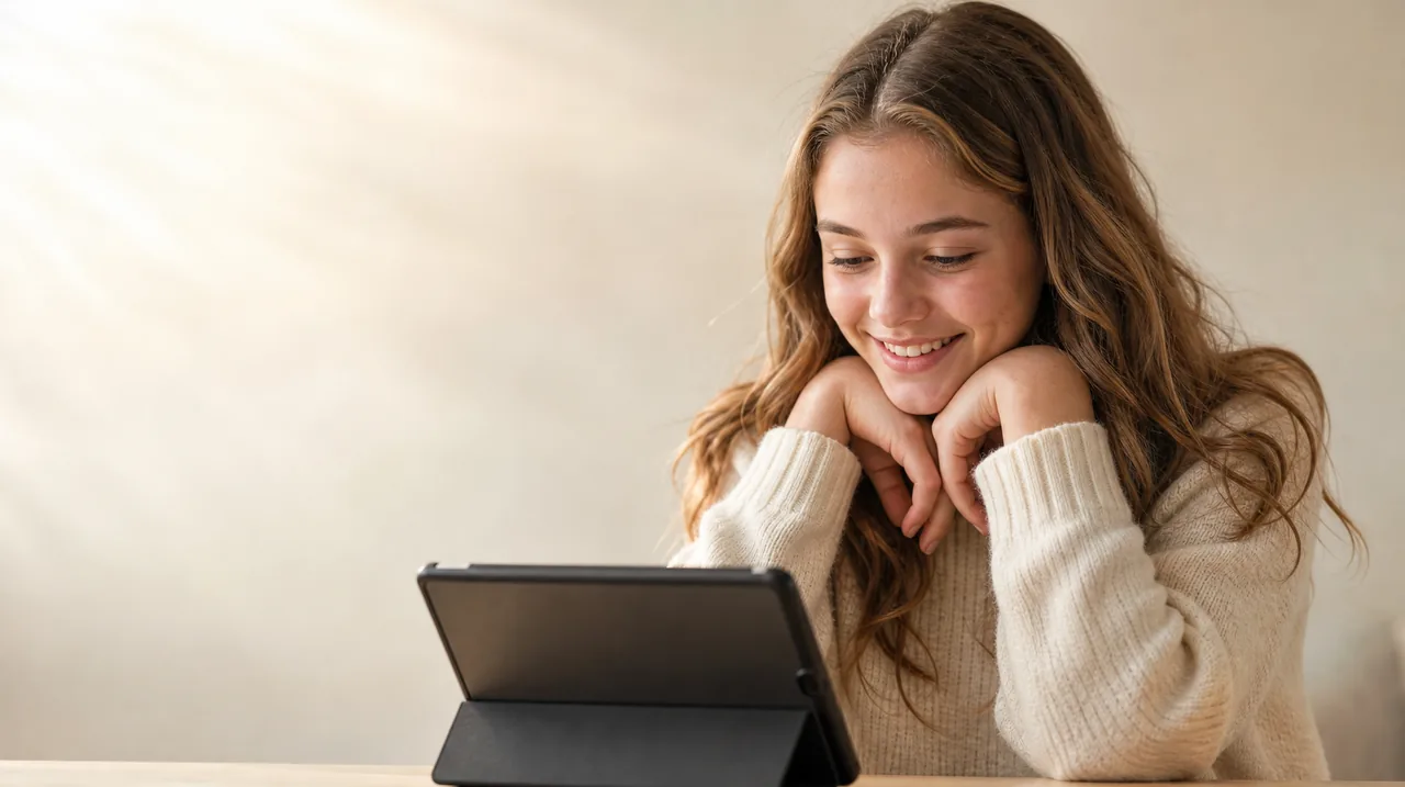 Adolescente qui lit sur une tablette